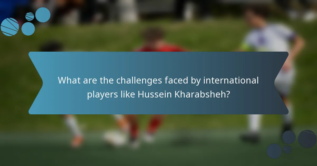 What are the challenges faced by international players like Hussein Kharabsheh?