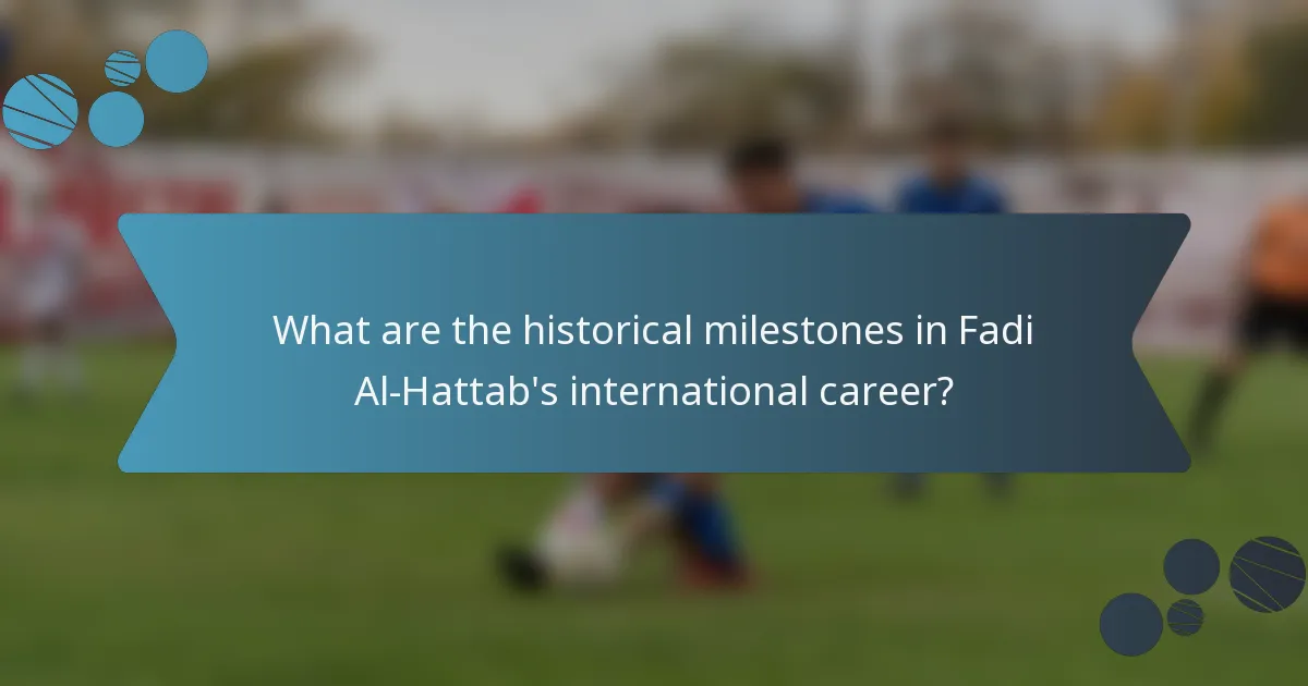 What are the historical milestones in Fadi Al-Hattab's international career?