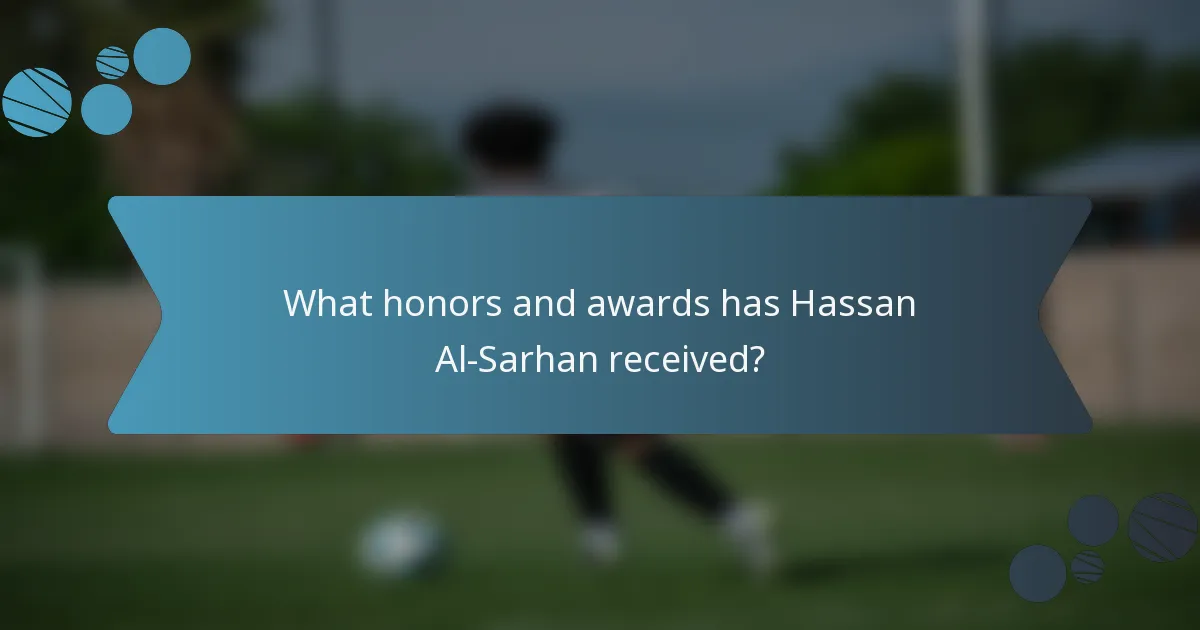 What honors and awards has Hassan Al-Sarhan received?