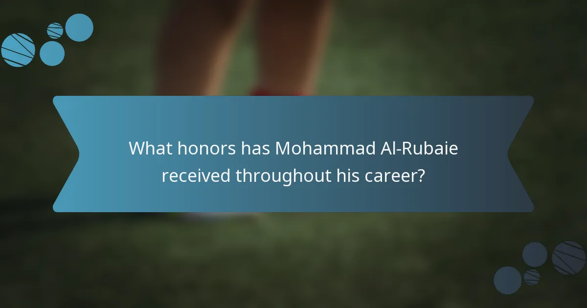 What honors has Mohammad Al-Rubaie received throughout his career?