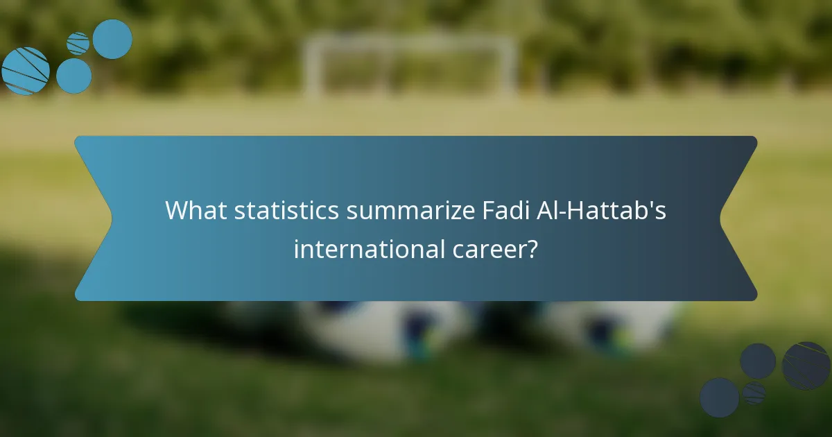 What statistics summarize Fadi Al-Hattab's international career?