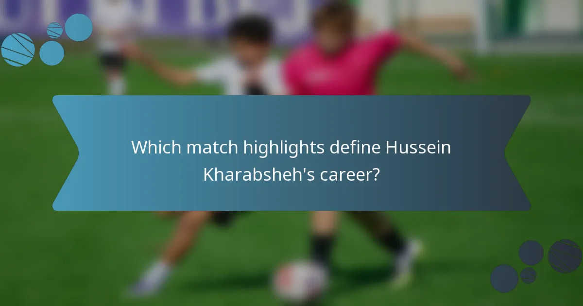 Which match highlights define Hussein Kharabsheh's career?